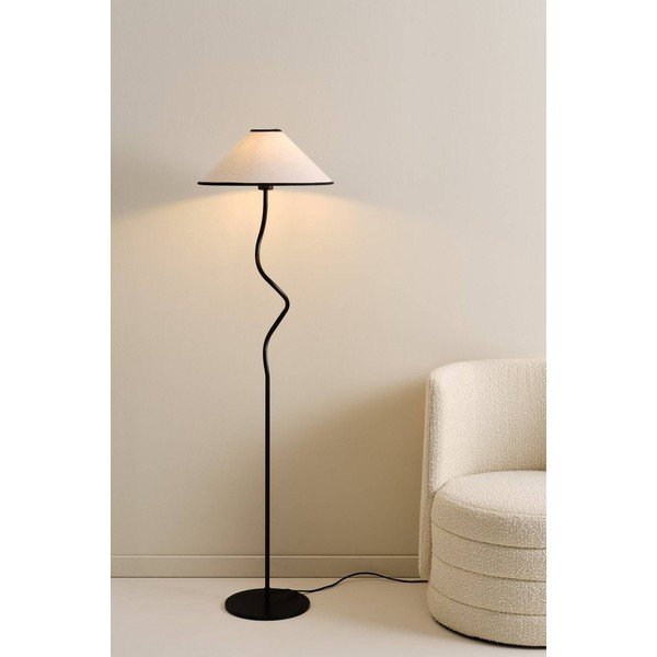 Lampada da terra bianca/nera in tessuto con intensità regolabile (altezza totale 148 cm) Juliet – Jotex-image-1