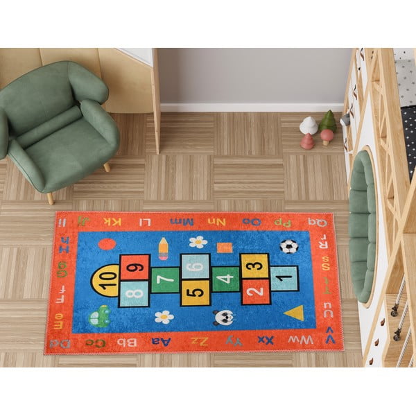 Tappeto da gioco per bambini arancione lavabile 100x160 cm Hopscotch Orange – Vitaus-image-1