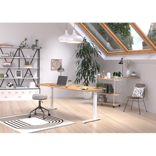 Tavolo da lavoro ad altezza regolabile con piano in rovere 80x180 cm Downey - Germania-image-1