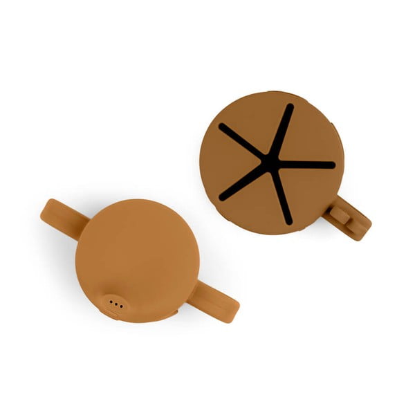 Set di 2 tazze per bambini in silicone giallo-marrone con beccuccio da 0,12 litri Friends - Done by Deer-image-2