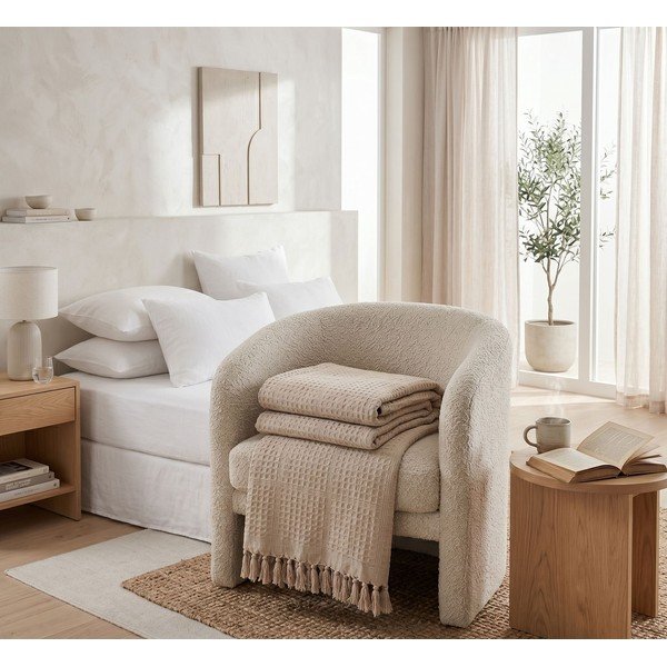 Copriletto beige in cotone 220x240 cm Lotus – Mijolnir-image-2