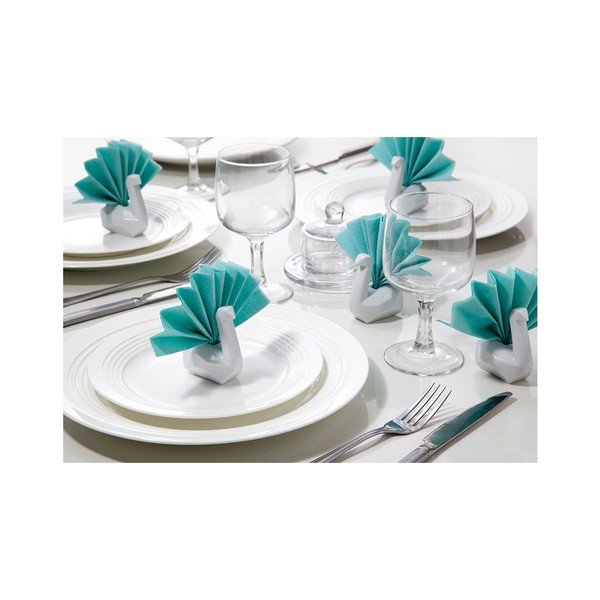 Sada keramických stojánků na ubrousky, Napkin swan 6ks, bílá-image-1