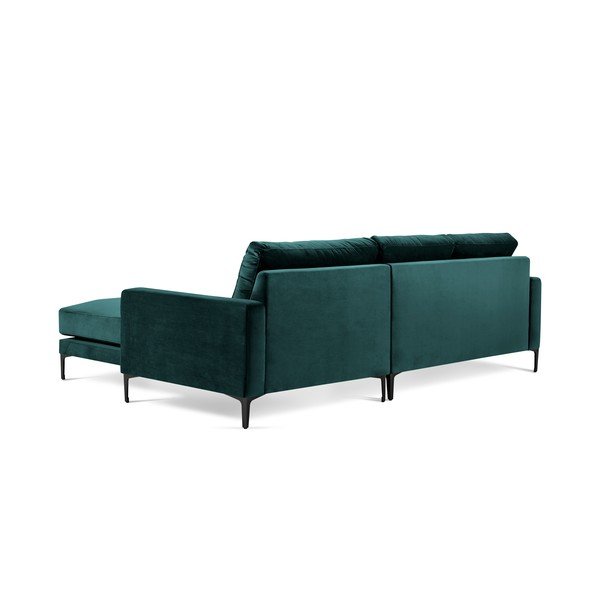 Divano angolare in velluto blu turchese, angolo destro Harmony - Kooko Home-image-3
