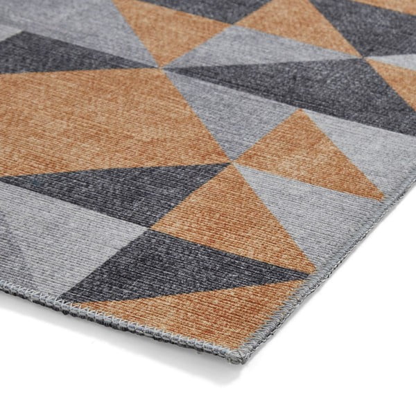 Tappeto giallo ocra e grigio lavabile 61x120 cm Coral Yellow&Grey – Think Rugs-image-4