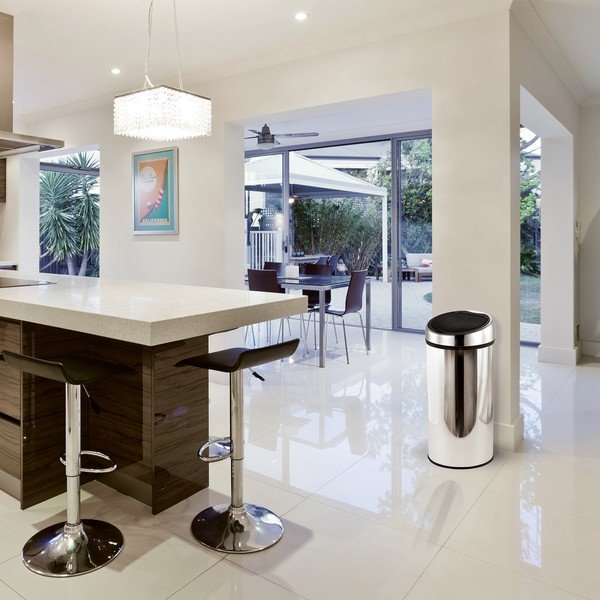 Cestino per la spazzatura color argento lucido in acciaio touch 30 l – MSV-image-1