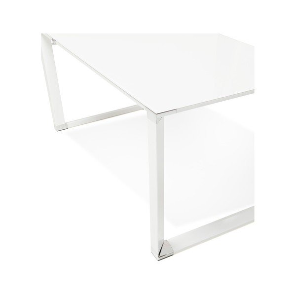 Tavolo da lavoro bianco con piano in vetro Warner - Kokoon-image-3