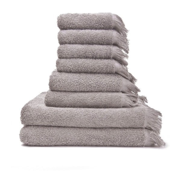 Asciugamani e teli da bagno in cotone grigio-marrone in un set di 8 pezzi - Bonami Selection