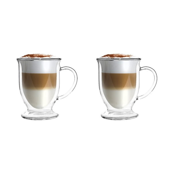 Tazze in set con parete doppia/da latte in vetro 2 pz 250 ml Amo – Vialli Design-image-1