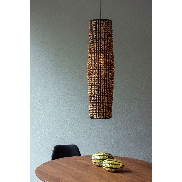 Lampadario con paralume in giacinto d'acqua nero e naturale ø 20 cm Hyacint - Dutchbone-image-1