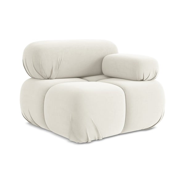 Parte divano componibile bianco (con penisola a destra) con rivestimento in velluto Lokua – Makamii-image-1