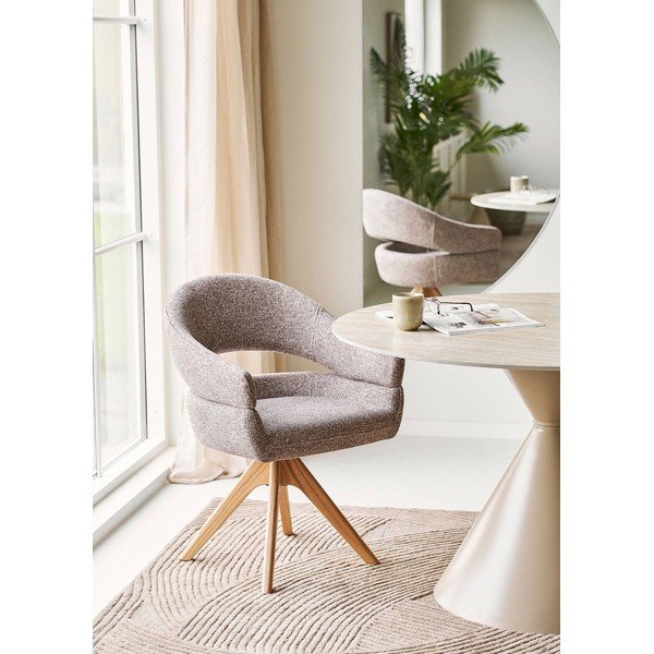 Sedia da pranzo marrone in imbottito con braccioli Dover – House Nordic-image-1