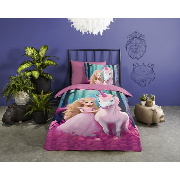 Set copripiumino e federa da bambini rosa in microfibra per letto singolo ed esteso 140x220 cm Julia – Good Morning-image-1