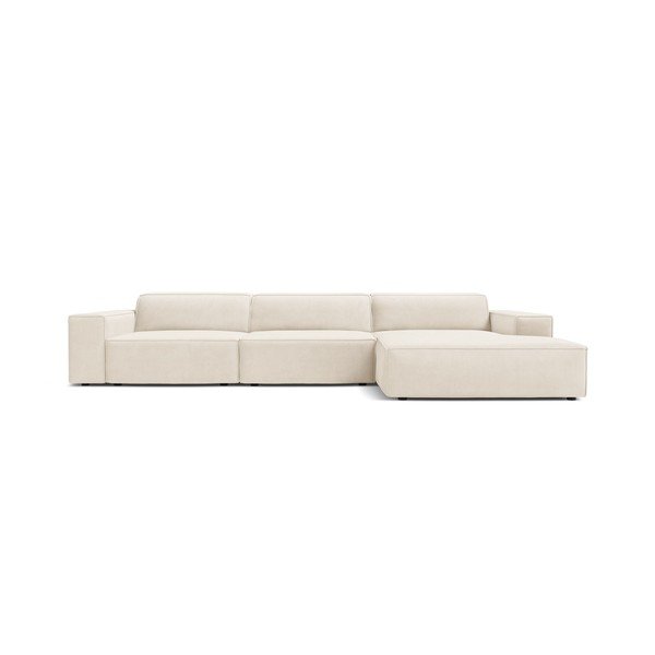 Divano angolare componibile color crema (con penisola a destra/con chaise lounge) con rivestimento in velluto Jodie – Micadoni -image-3