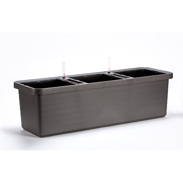 Fioriera auto-irrigante di grande volume antracite, 72 l Berberis Trio - Plastia