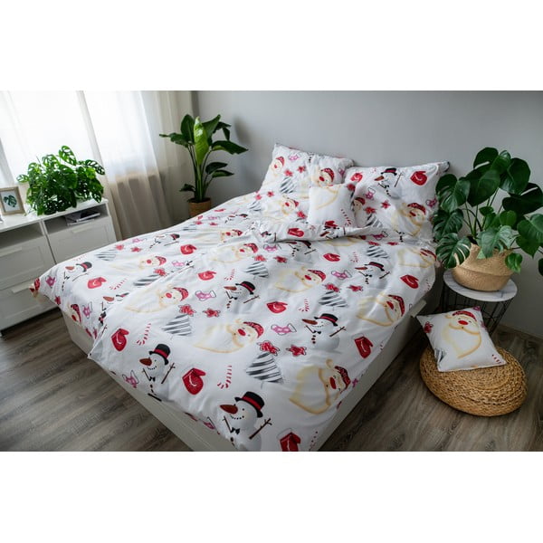 Biancheria da letto natalizia in cotone, 140 x 200 cm Snowman - Cotton House