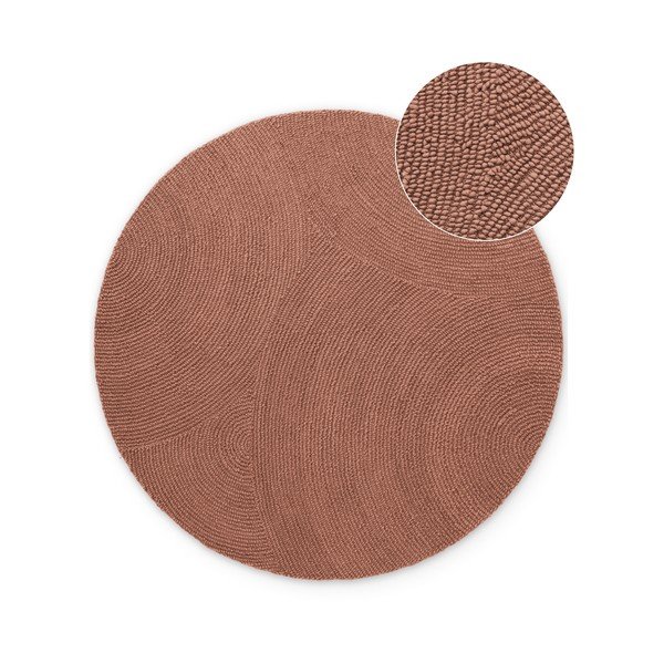 Tappeto rotondo color terracotta in lana tessuto a mano ø 150 cm Calmio – Hanse Home