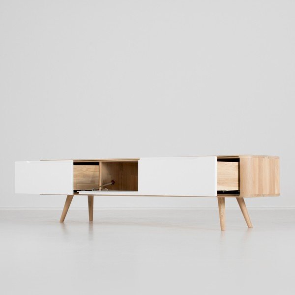 Tavolo TV in legno di quercia , 180 x 42 x 45 cm Ena - Gazzda-image-1