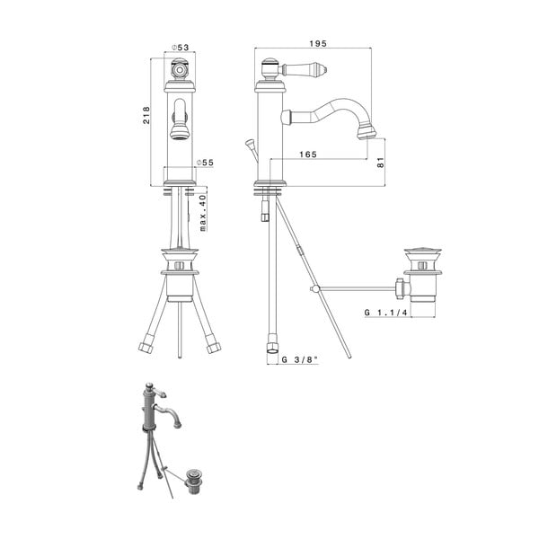 Rubinetto per lavandino in argento lucido verticale Vienna – Sapho-image-4