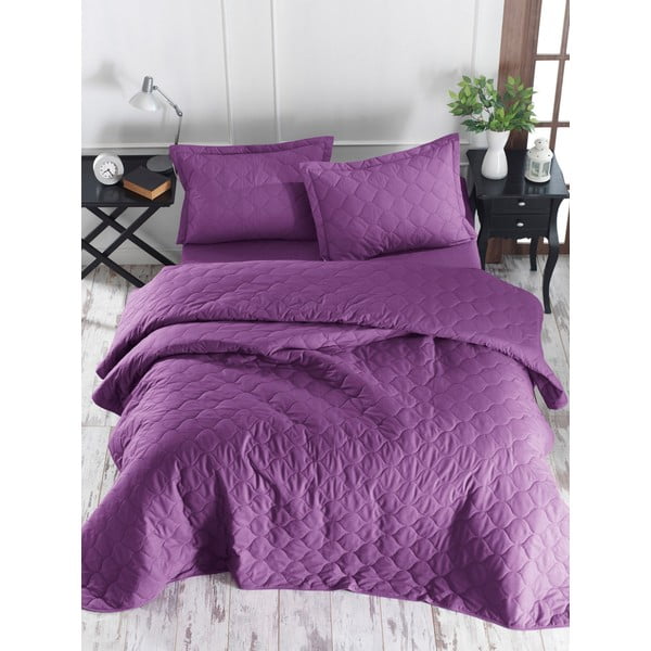 Copriletto viola con 2 federe in cotone ranzato EnLora Home Fresh, 225 x 240 cm Fresh Color - Mijolnir