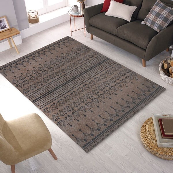 Tappeto lavabile marrone 170x240 cm MATCH NIKO JUTE LOOK - Flair Rugs-image-1