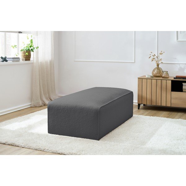 Poggiapiedi componibile grigio scuro con rivestimento in bouclé Megeve – Bobochic Paris-image-4