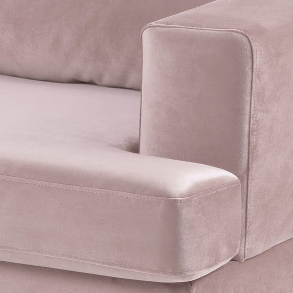 Divano in velluto rosa cipria, angolo sinistro Norwich - Actona-image-3