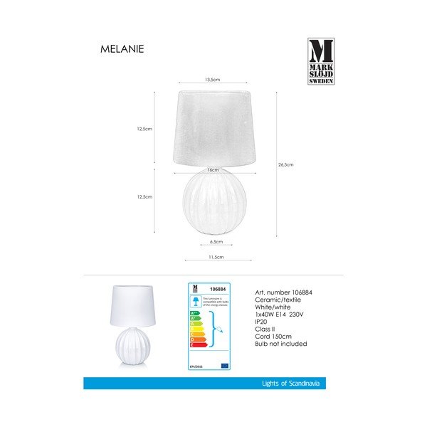 Bílá stolní lampa Markslöjd Melanie-image-1
