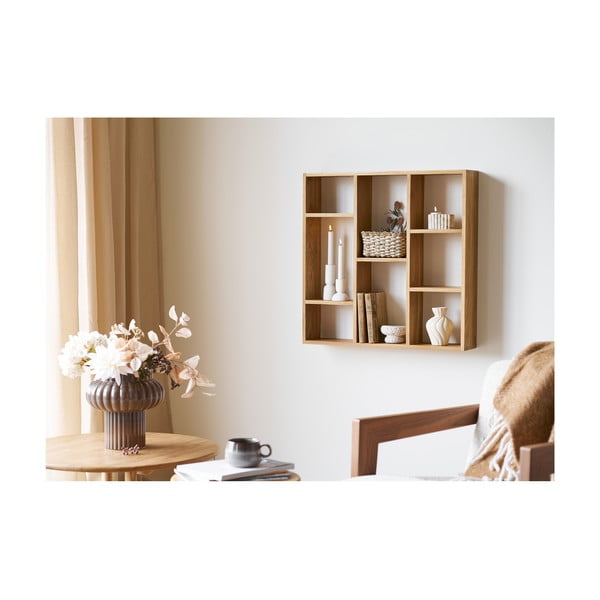 Mensola di colore naturale in rovere massiccio con ripiani multipli 15 cm Townsville – House Nordic-image-1