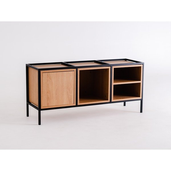 Cassettiera bassa nera in rovere 145x60 cm Skap - CustomForm-image-3