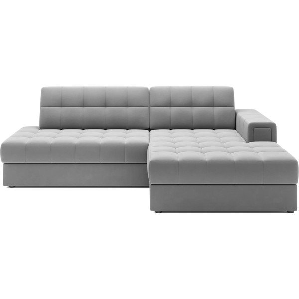 Divano angolare grigio allungabile (con penisola a destra/con chaise lounge) con rivestimento in velluto Blezalt – ELTAP