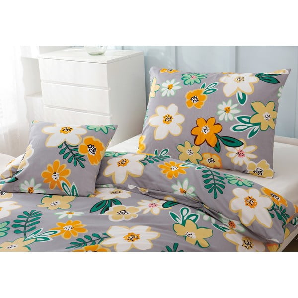 Lenzuolo singolo arancio-grigio 3 pezzi in microsatin 140x200 cm Grace - My House-image-3