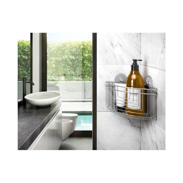 Scaffale a muro in acciaio per bagno Artic Corner Tall - Metaltex-image-1