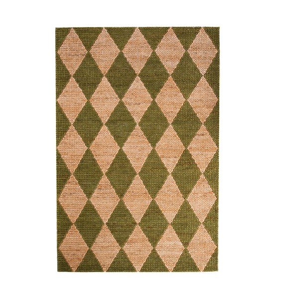 Tappeto verde/di colore naturale in misto iuta tessuto a mano 120x170 cm Effie Diamond – Flair Rugs