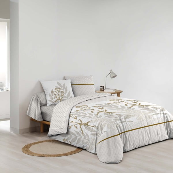 Set copripiumino e federa beige in cotone per letto matrimoniale ed esteso con lenzuolo incluso/6 pezzi 240x220 cm Raoni – douceur d'intérieur