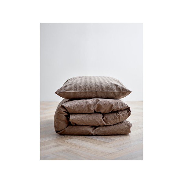 Biancheria da letto singola in cotone organico marrone 140x220 cm Wave - Södahl-image-2