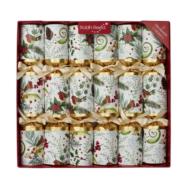 Set di 6 cracker natalizi Festive Robins - Robin Reed