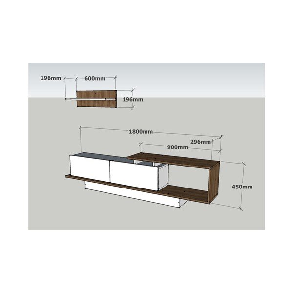 Televisore bianco/naturale 180x55 cm Asos - Woody Fashion-image-1