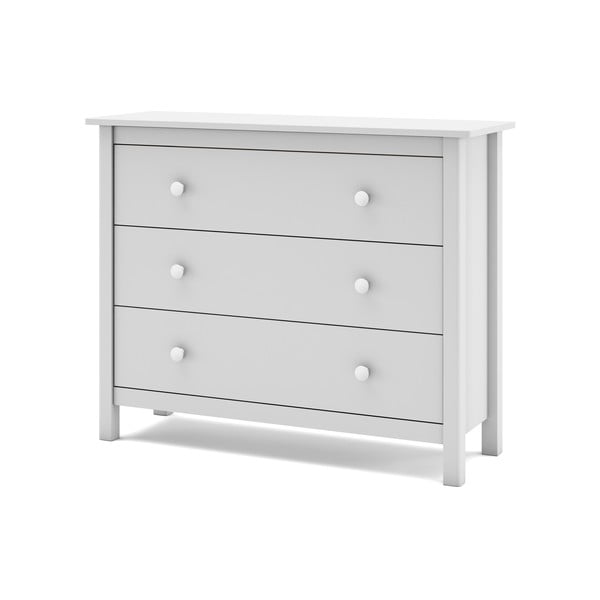 Cassettiera bassa bianca per bambini in legno di pino 100x80 cm Max - Marckeric-image-3