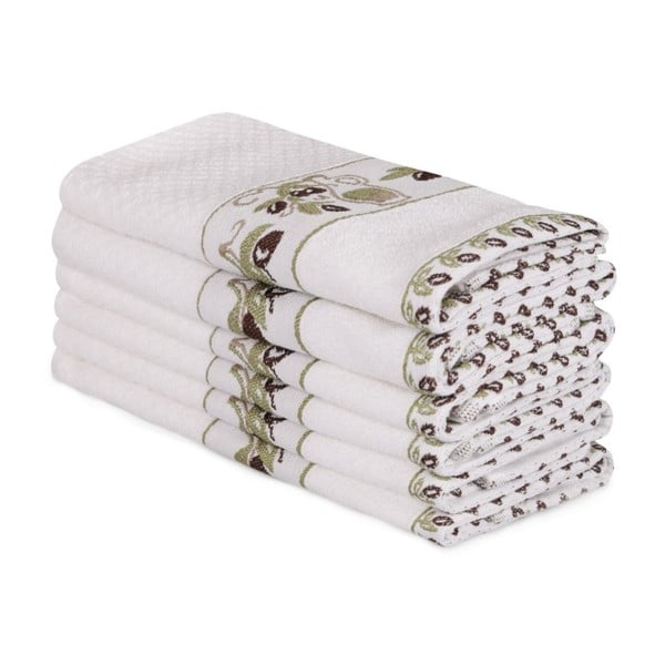 Set di 6 asciugamani in cotone bianco Beyaz Lento, 30 x 50 cm - Foutastic