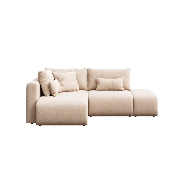 Divano letto angolare beige con contenitore (angolo sinistro con lettino) Lumine - Ghado