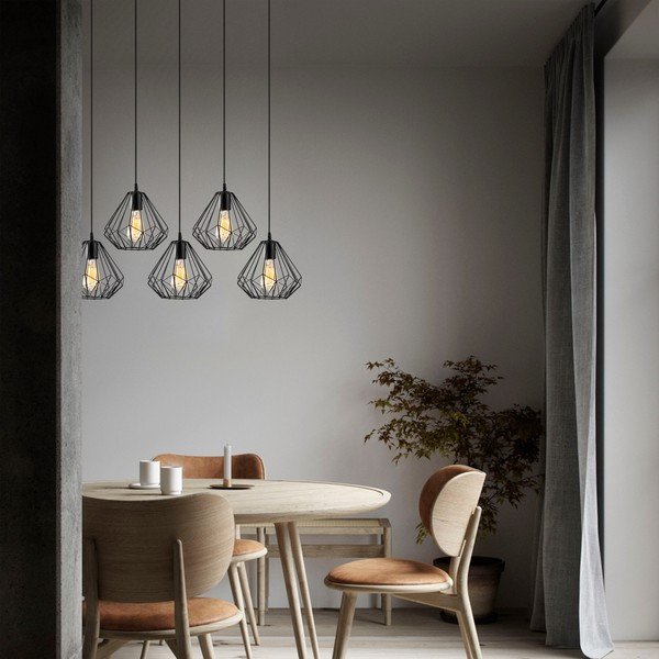 Lampadario nero con paralume in metallo Diamond – Opviq lights-image-1