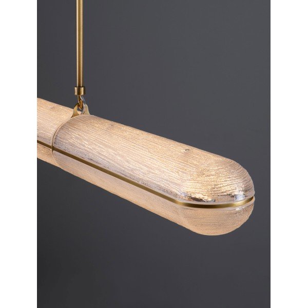 Lampadario LED color ottone in metallo con paralume in vetro con intensità regolabile Gloree – Nova Luce-image-3