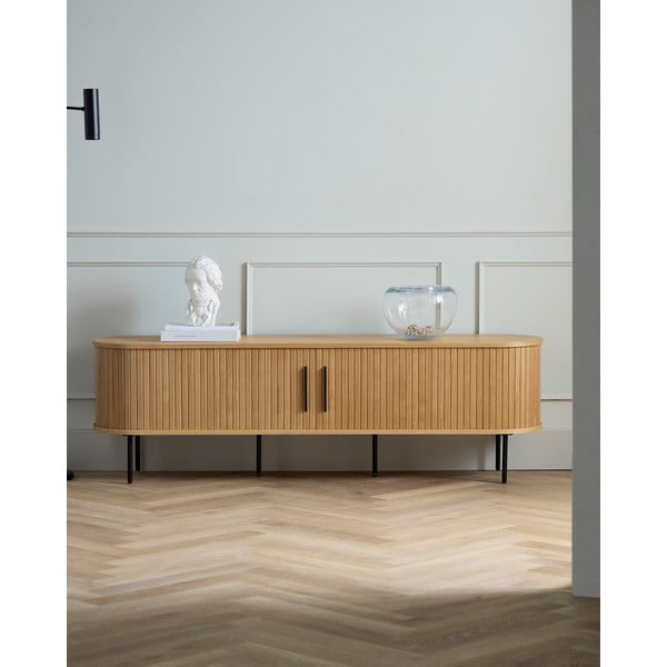 Tavolo TV in rovere naturale 56x180 cm Nola - Unique Furniture-image-1