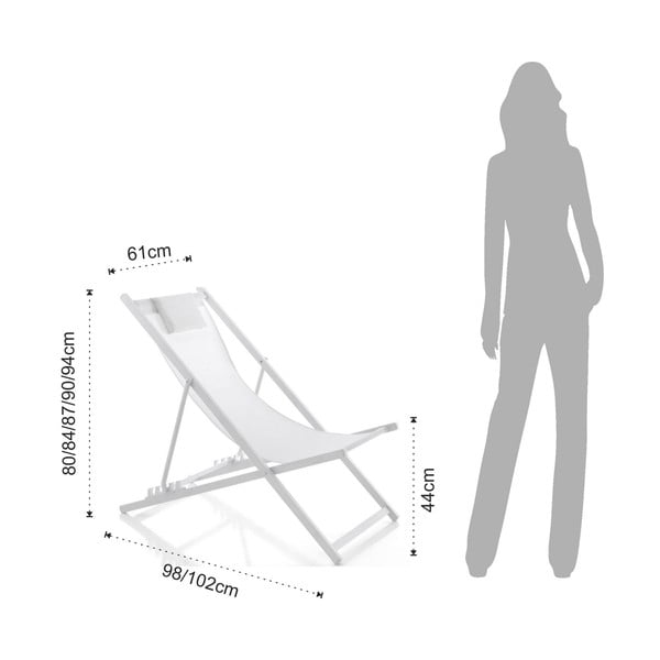 Sdraio da giardino pieghevole in metallo bianco Milos - Tomasucci-image-4