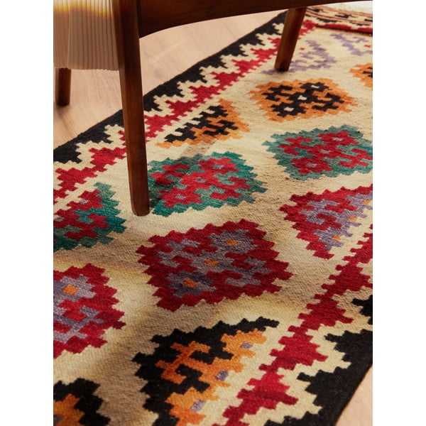 Passatoia rossa in lana reversibile/tessuta a mano 60x190 cm Kamal Kian – Nouristan-image-4