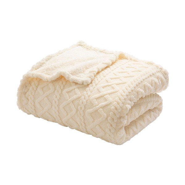 Coperta color crema in sherpa 220x240 cm Edgar – douceur d'intérieur
