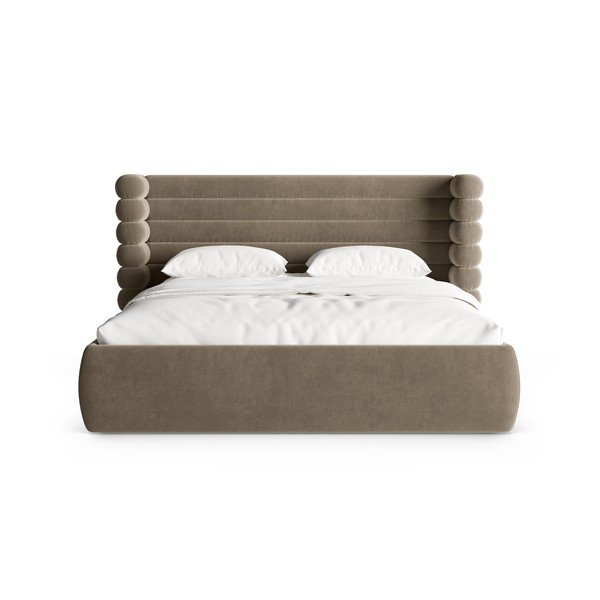 Letto matrimoniale imbottito grigio tortora con contenitore con rete inclusa 160x200 cm Mount – Micadoni -image-4