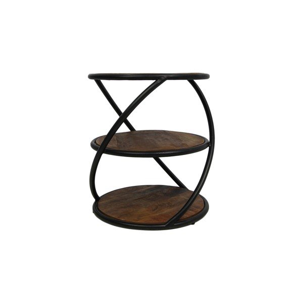 Tavolino in legno di mango non trattato Torre, ø 43 cm - HSM collection-image-1