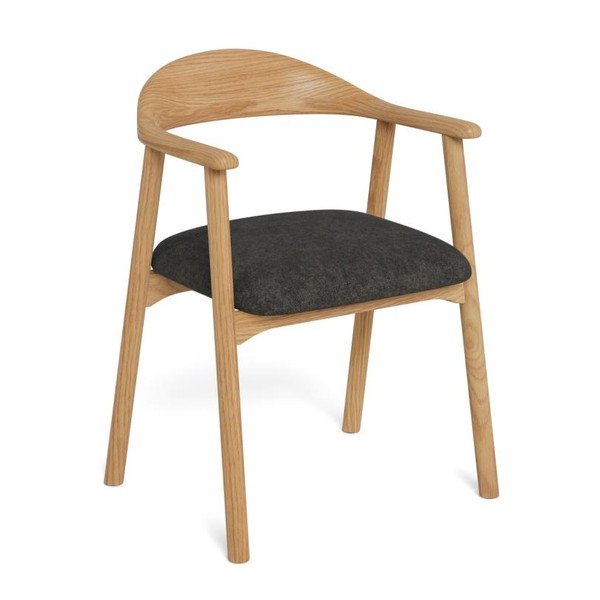 Sedie da pranzo in set grigio scuro/di colore naturale imbottito con braccioli 2 pz Addi – Actona