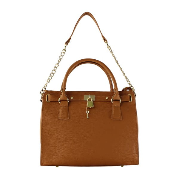 Borsa in pelle marrone cognac Monica - Chicca Borse